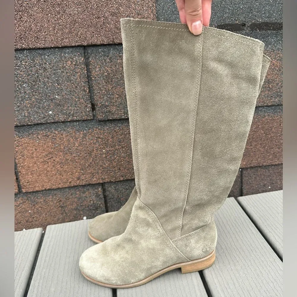 Womens Timberland Rangeley 8124R Light Olive Leather Pull On Tall Boots size 5.5